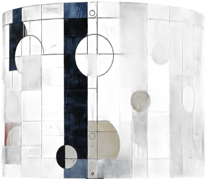 Navy bauhaus-print shade